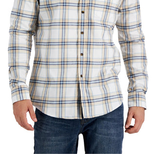 Club Room Men's Regular Fit Brushed Plaid Shirt Brown Size Small