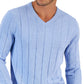 Club Room Men's Drop Needle V Neck Cotton Sweater Blue Size Small
