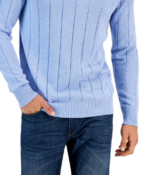 Club Room Men's Drop Needle V Neck Cotton Sweater Blue Size Small