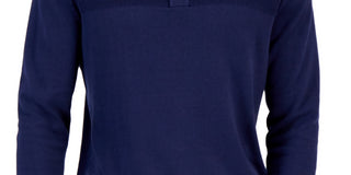 Club Room Men's Button Mock Neck Sweater Blue Size Small