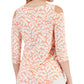 JM Collection Women's Floral Print Jacquard Top Pink Size Petite Large