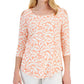 JM Collection Women's Floral Print Jacquard Top Pink Size Petite Small