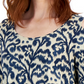 JM Collection Women's Printed Burnout Top Blue Size Large