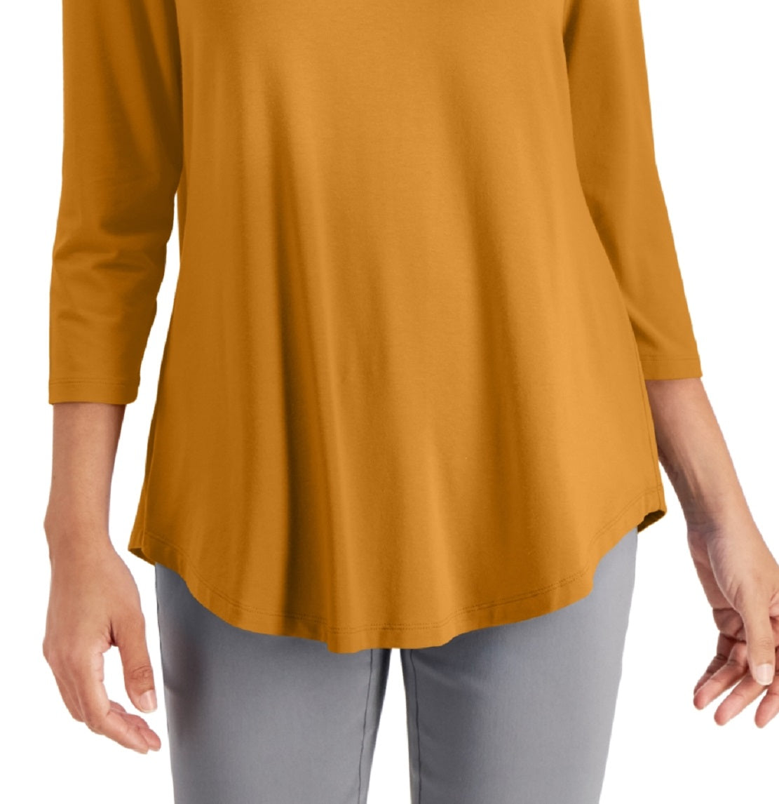 JM Collection Women's 3/4 Sleeve Solid Tunic Top Yellow Size XX-Large