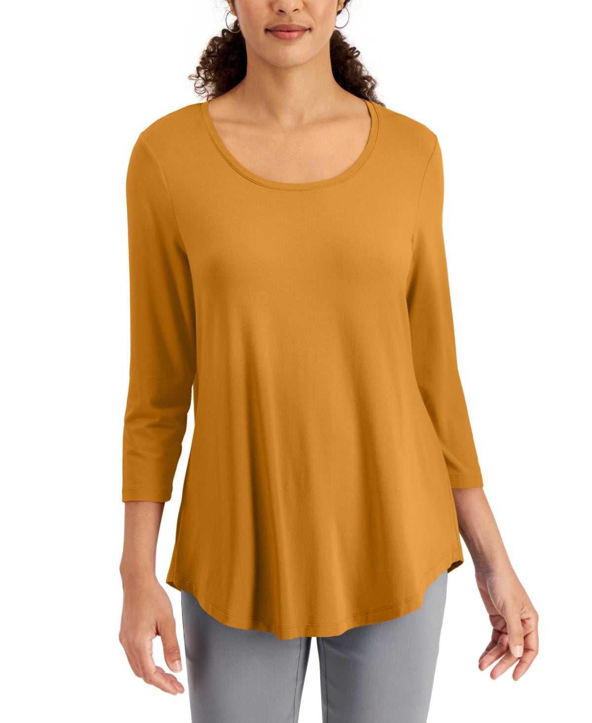 JM Collection Women's 3/4 Sleeve Solid Tunic Top Yellow Size XX-Large