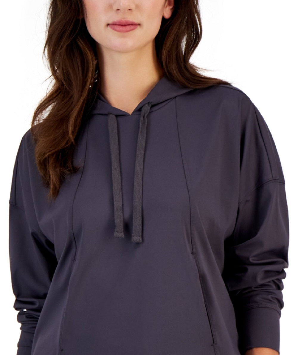 ID Ideology Women's Drop Shoulder Pouch Pocket Hoodie Gray Size Small