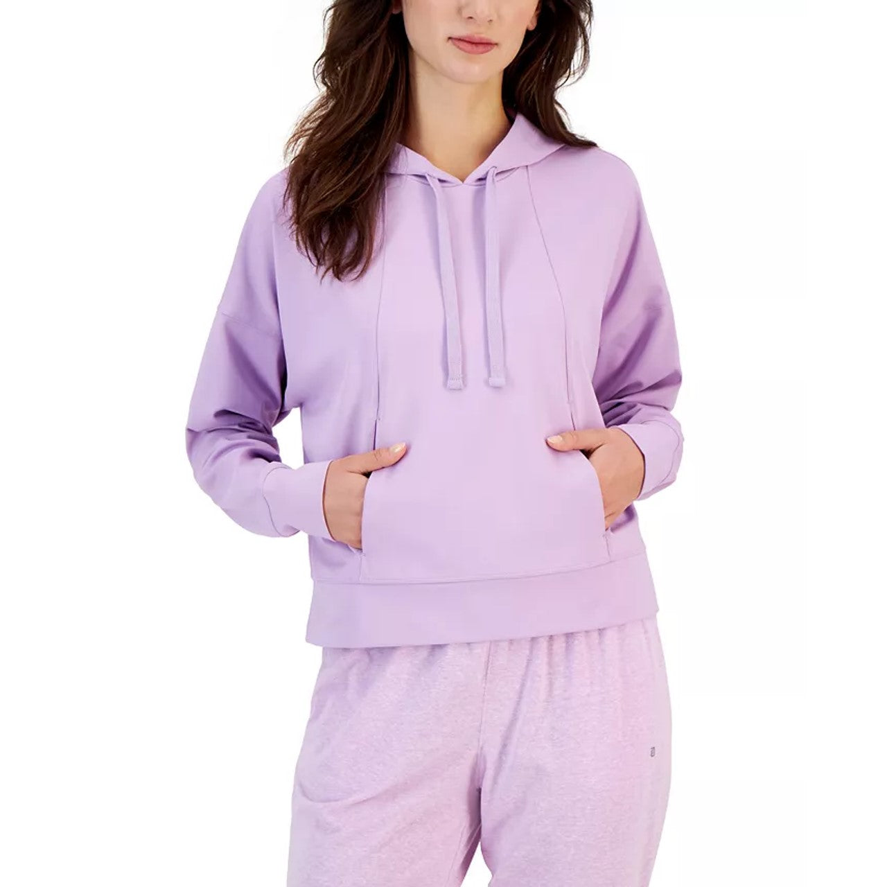 ID Ideology Women's Drop Shoulder Pouch Pocket Hoodie Purple Size Medium