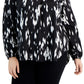 Alfani Women's Printed V Neck High Low Top Black Size 2X
