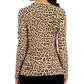 INC International Concepts Women's Leopard Ruched Front Top Brown Size X-Small