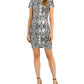 INC International Concepts Women's Printed Bodycon Mini Dress Black Size M
