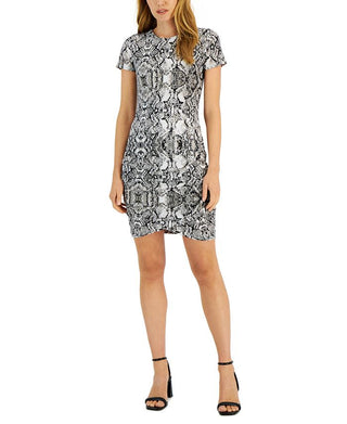 INC International Concepts Women's Printed Bodycon Mini Dress Black Size M