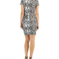 INC International Concepts Women's Printed Bodycon Mini Dress Black Size M