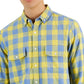 Club Room Men's Tac Plaid Double Faced Woven Long Sleeve Shirt Yellow Size Medium