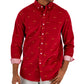 Club Room Men's Long-Sleeve Corduroy Fox PrinT-Shirt Red Size X-Large