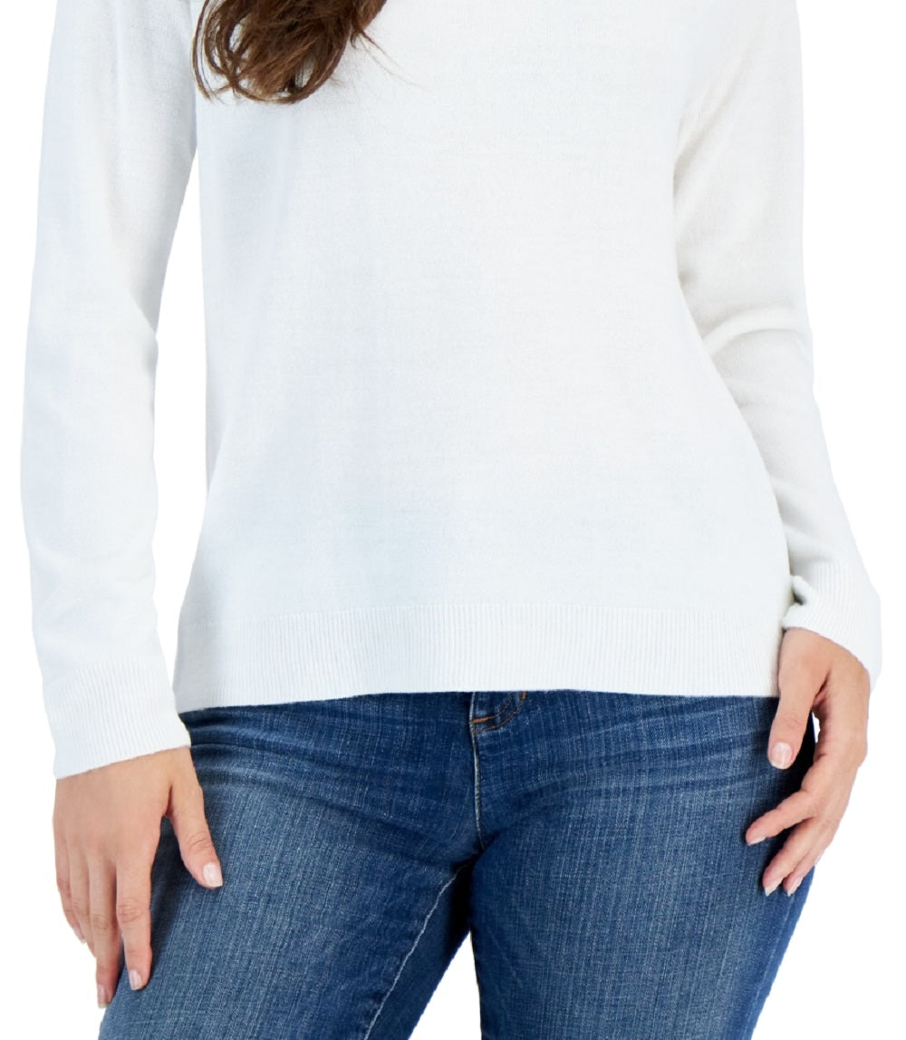 Karen Scott Women's Luxesoft Turtleneck Top White Size Medium