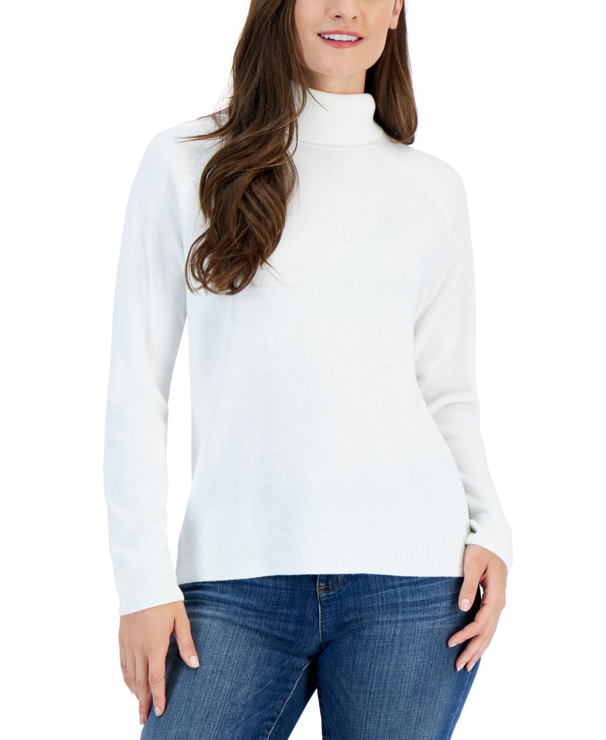 Karen Scott Women's Luxesoft Turtleneck Top White Size Medium