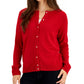 Karen Scott Women's Pearlized Button Crewneck Cardigan Red Size Medium