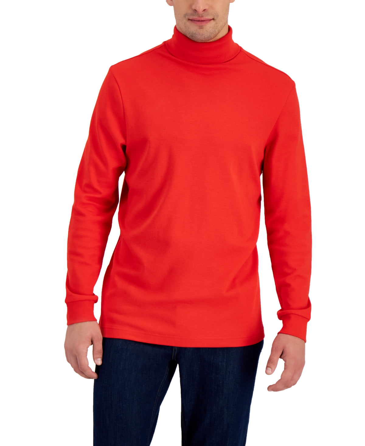 Club Room Men's Solid Turtleneck Shirt Red Size Large