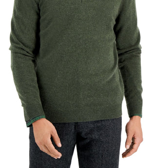 Club Room Men's Cashmere Quarter Zip Sweater Green Size Large