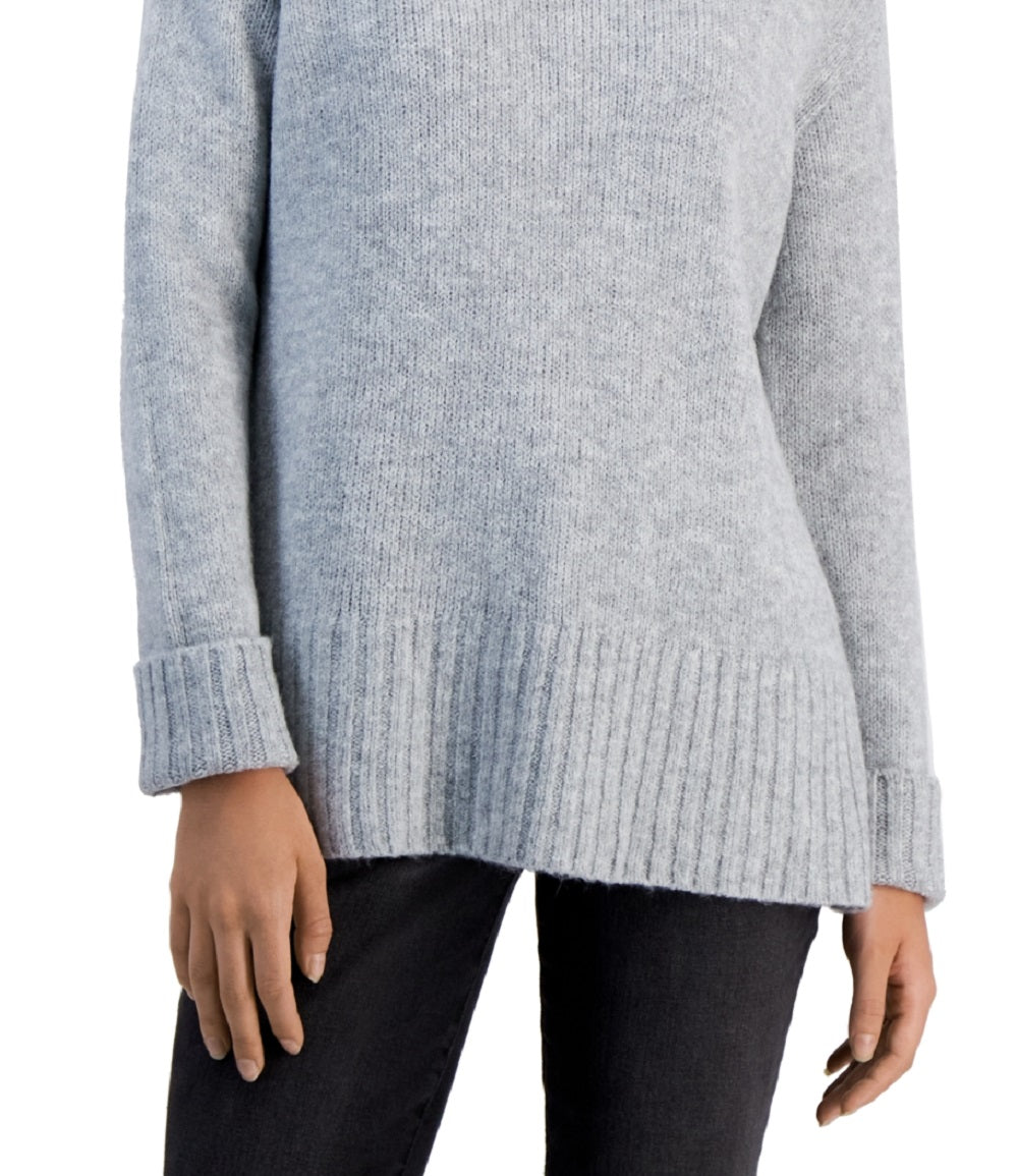 Style & Co Women's Ribbed Trim Turtleneck Sweater Gray Size Medium