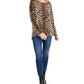 INC International Concepts Women's Leopard Print Boat Neck Sweater Black Size Small