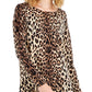 INC International Concepts Women's Leopard Print Boat Neck Sweater Black Size Medium