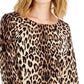INC International Concepts Women's Leopard Print Boat Neck Sweater Black Size Medium