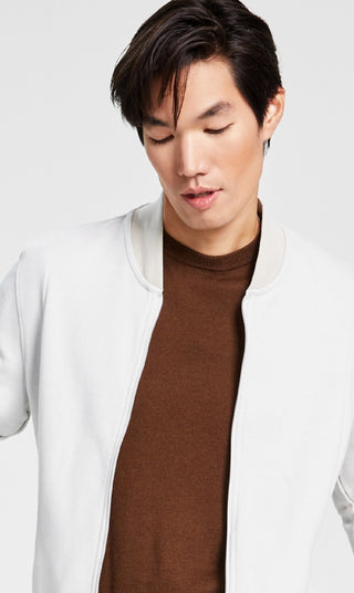 Alfani Men's Zip Front Sweater Jacket Brown Size X-Large