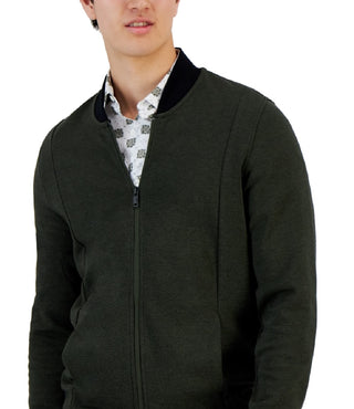 Alfani Men's Zip Front Sweater Jacket Green Size Small