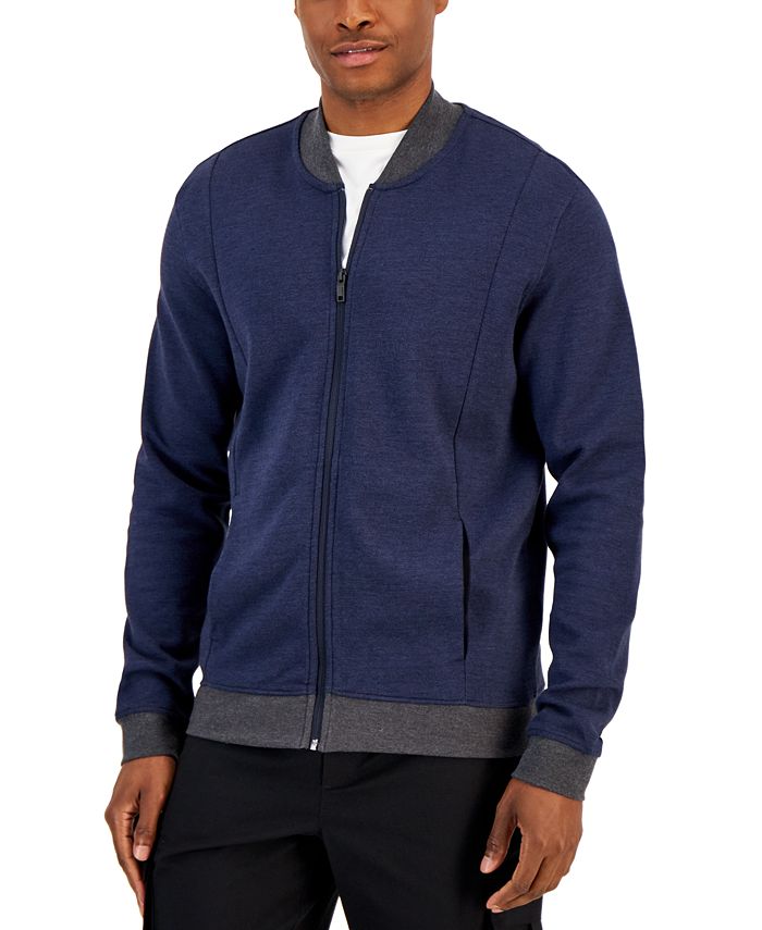 Alfani Men's Zip Front Sweater Jacket Blue Size Medium
