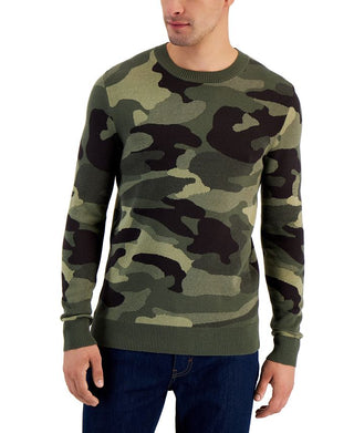 Alfani Men's Camo Print Crewneck Sweater Green Size X-Large