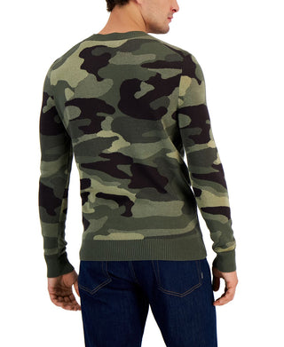 Alfani Men's Camo Print Crewneck Sweater Green Size X-Large