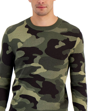 Alfani Men's Camo Print Crewneck Sweater Green Size X-Large