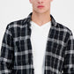 INC International Concepts Men's Colon Classic Fit Plaid Shirt Jacket Black Size Large