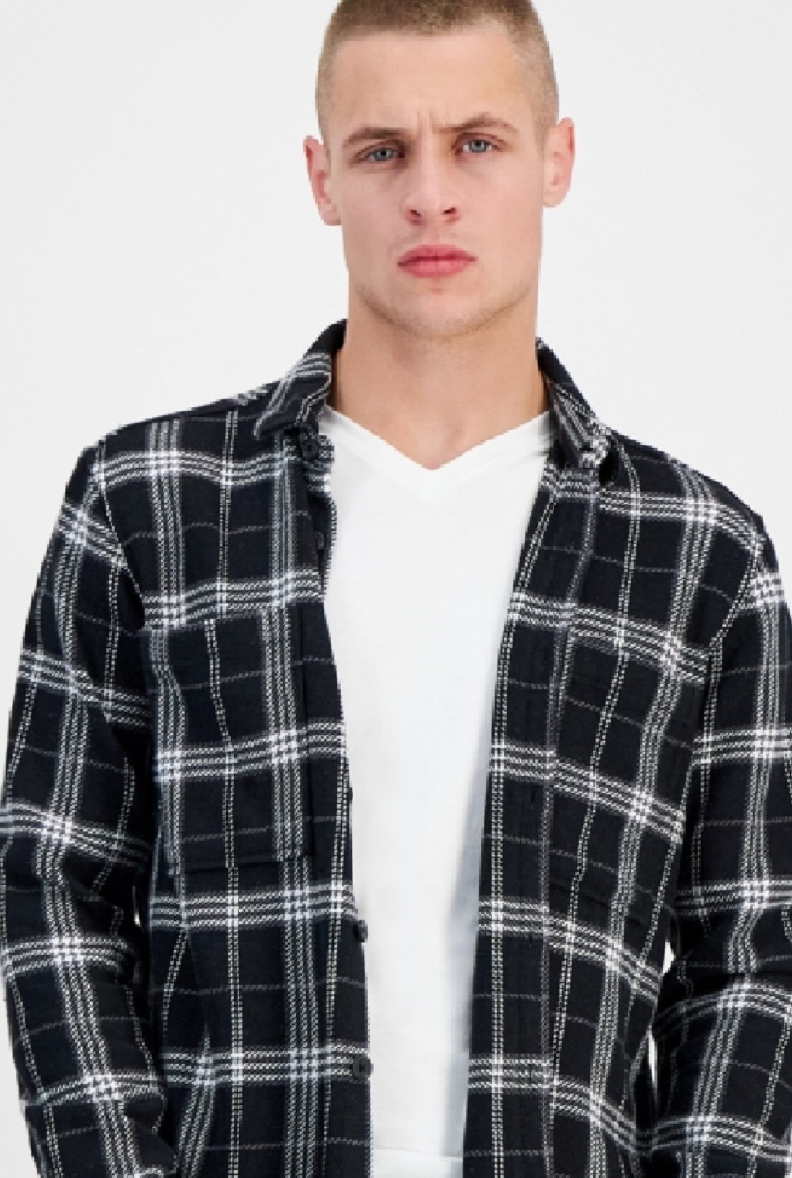 INC International Concepts Men's Colon Classic Fit Plaid Shirt Jacket Black Size Large