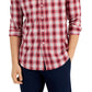 Club Room Men's Plaid Tech Woven Button Up Shirt Red Size X-Large