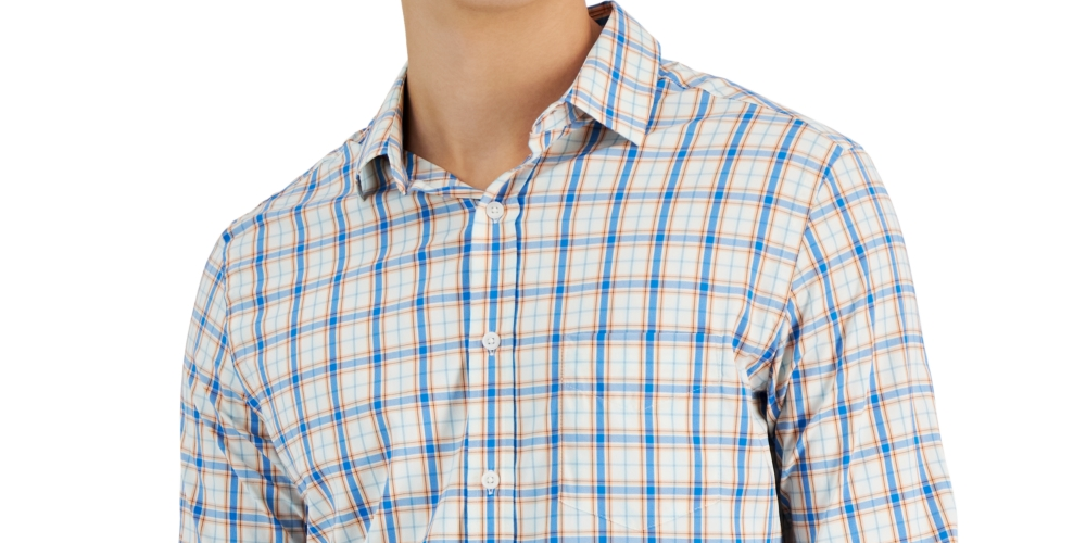 Club Room Men's Woven Collared Button Down Shirt Blue Size X-Large