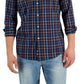 Club Room Men's Woven Plaid Button Down Shirt Blue Size Small