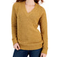 Style & Co Women's Teddy Boucle V Neck Sweater Brown Size XX-Large