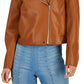 INC International Concepts Women's Faux Leather Jacket Brown Size Medium