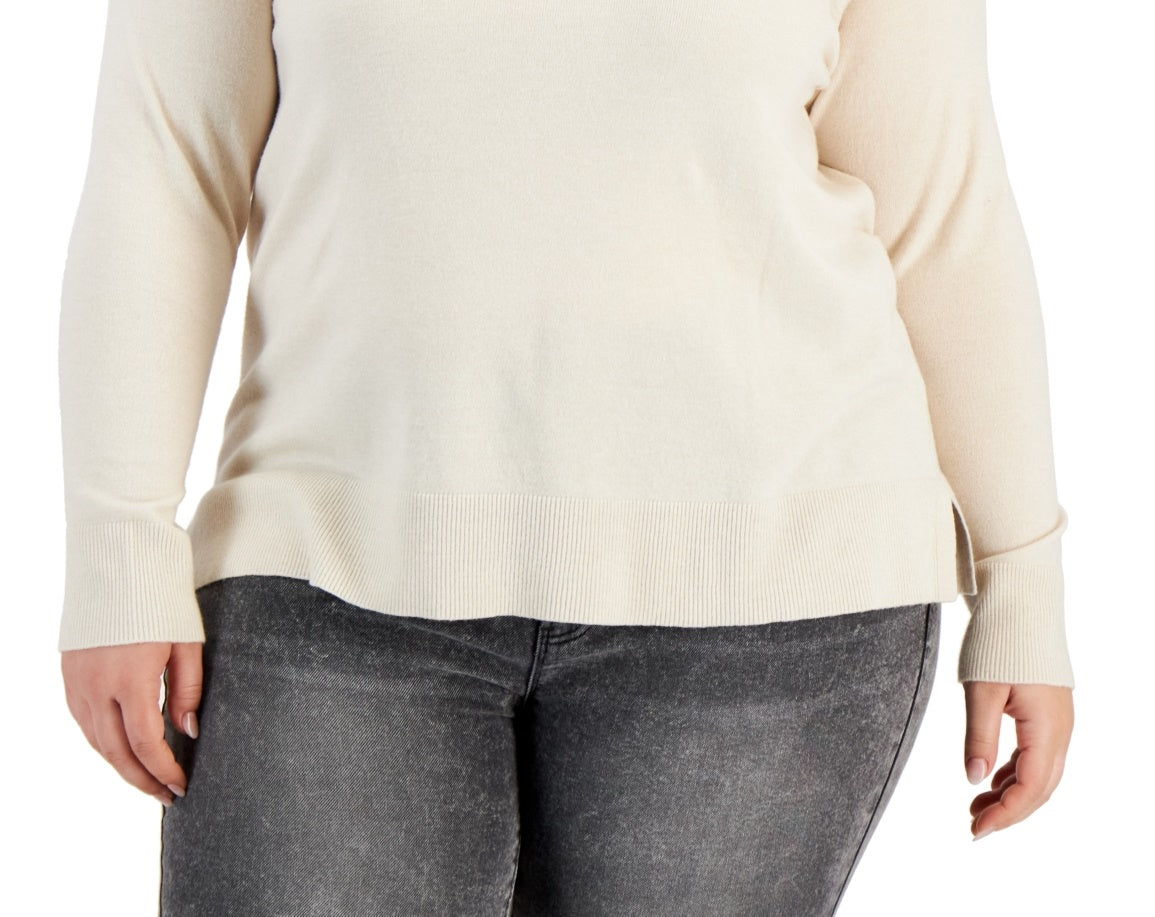 Style & Co Women's V Neck Sweater Brown Size 2X