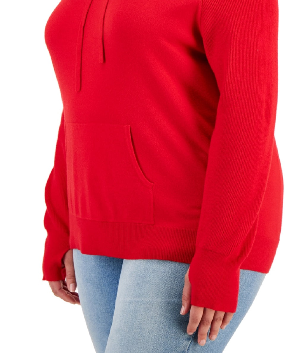Style & Co Women's Sweater Hoodie Red Size 0X
