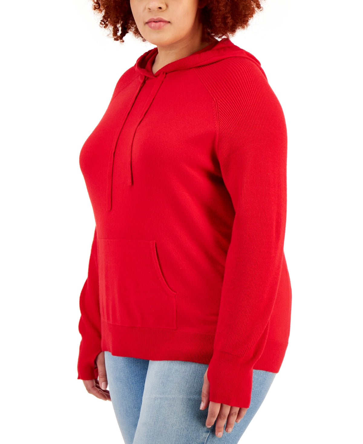 Style & Co Women's Sweater Hoodie Red Size 0X