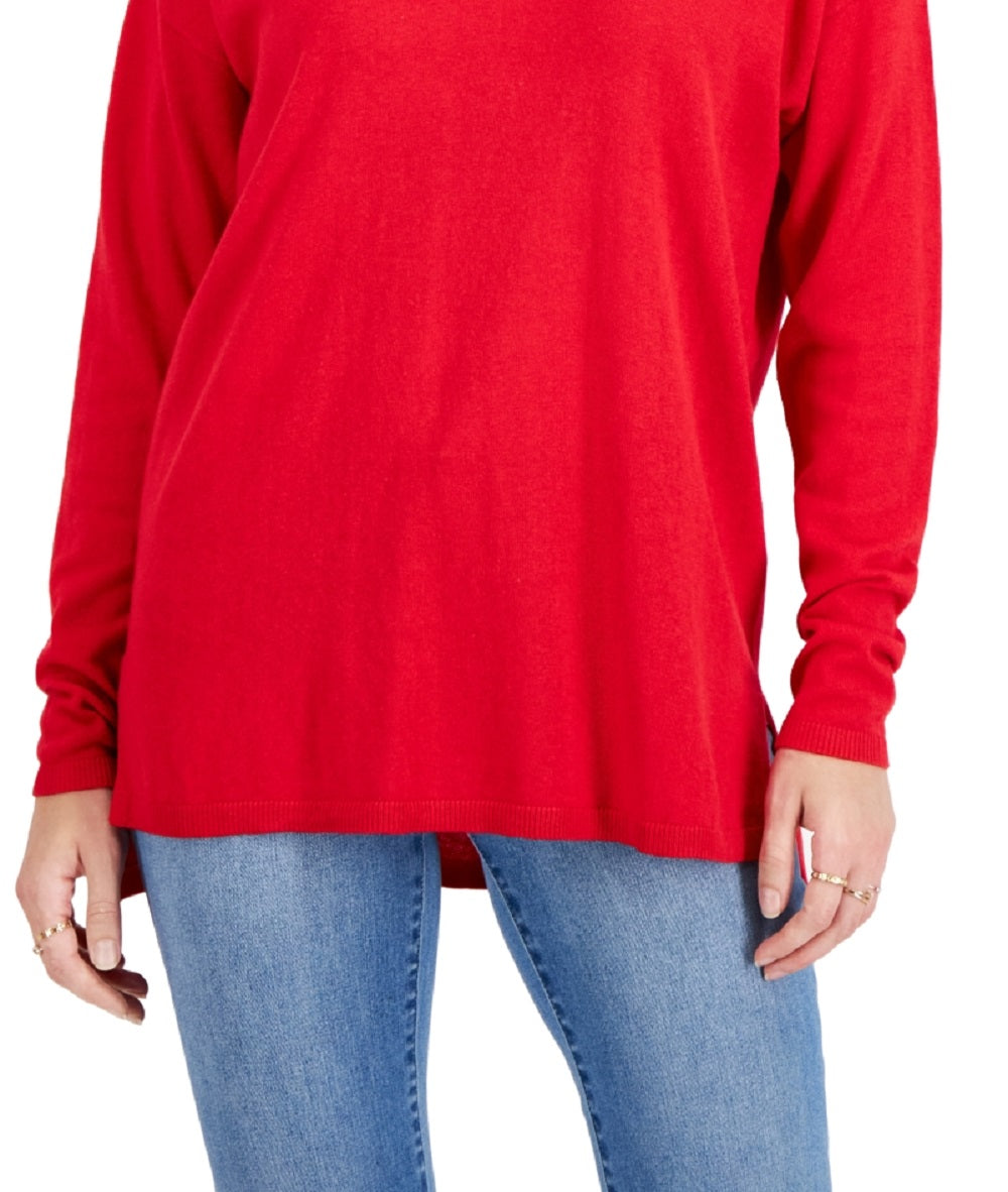 INC International Concepts Women's Solid V Neck Sweater Red Size X-Large