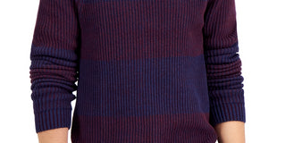 INC International Concepts Men's Plaited Crewneck Sweater Blue Size Medium