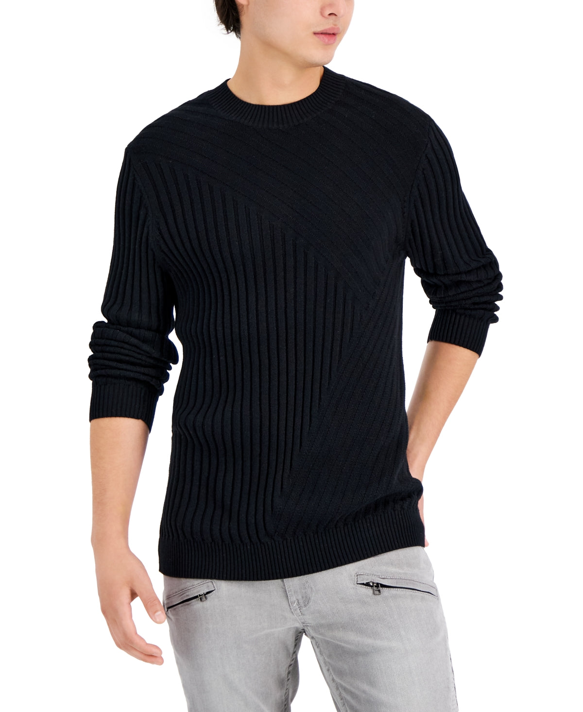 INC International Concepts Men's Tucker Crewneck Sweater Black Size XX-Large