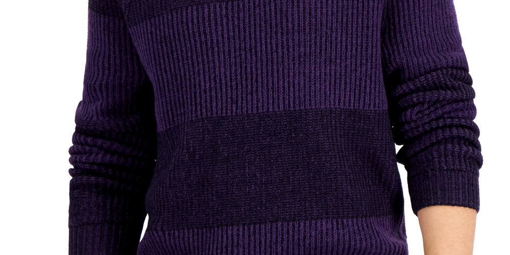 INC International Concepts Men's Plaited Crewneck Sweater Purple Size Medium