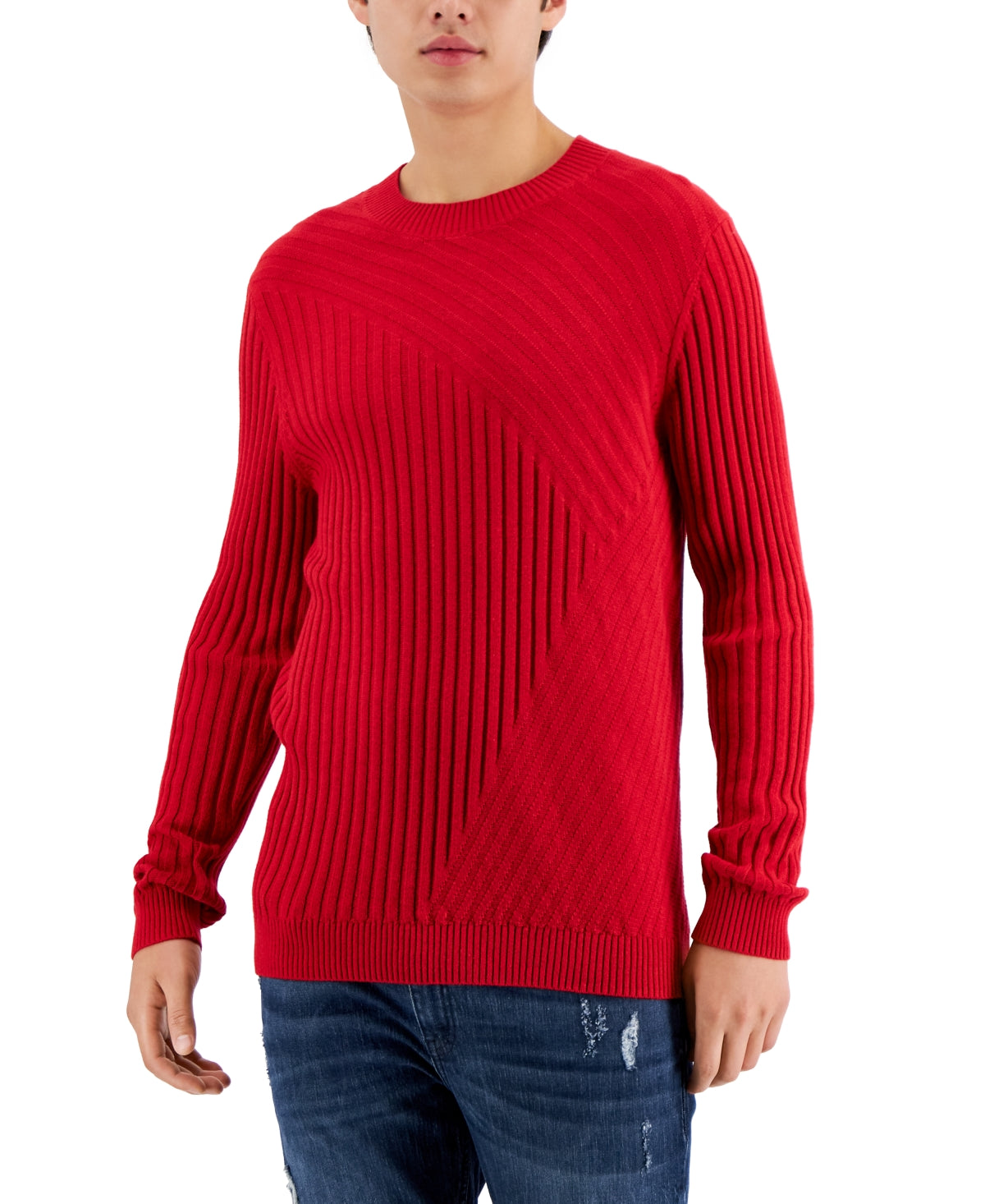 INC International Concepts Men's Tucker Crewneck Sweater Red Size Medium