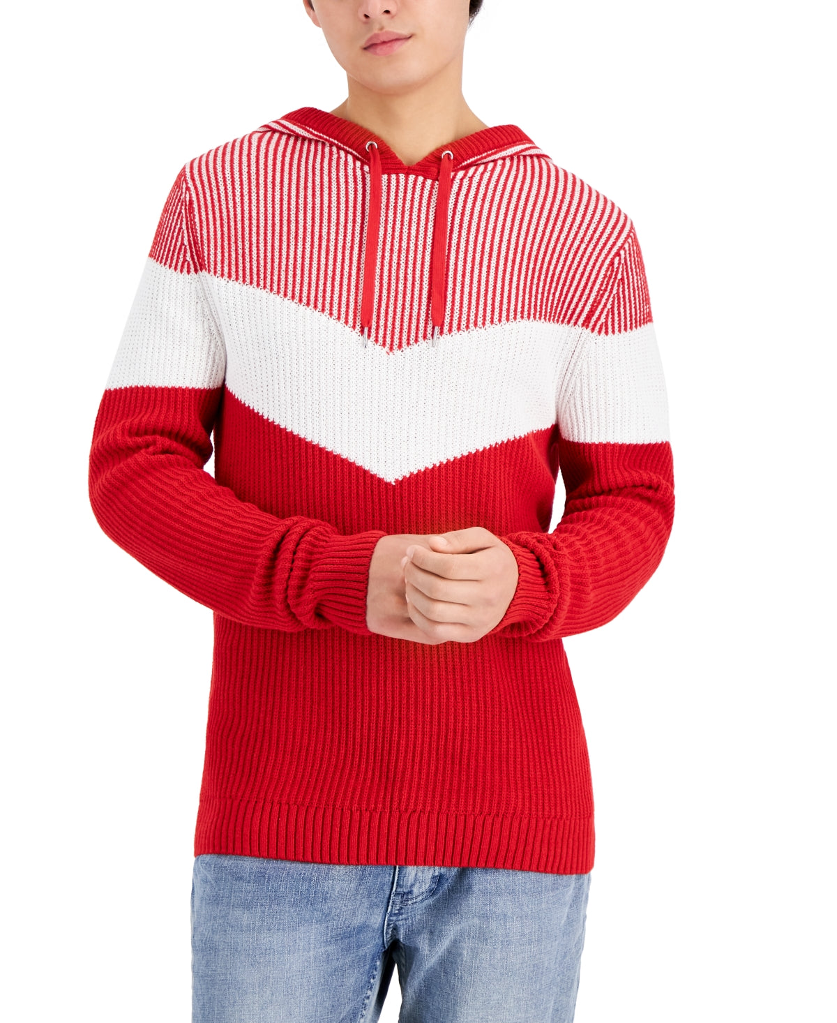 INC International Concepts Men's Colorblocked Hoodie Sweater Red Size Large