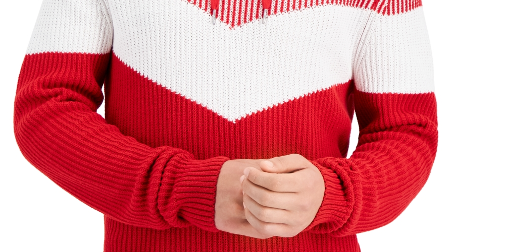 INC International Concepts Men's Colorblocked Hoodie Sweater Red Size Large